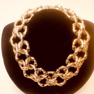 Vtg 80’s Gold Plated Chain Choker Necklace